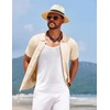 image:imageCOOFANDY Mens Knit Short Sleeve Button Down Shirt Vintage Polo Shirt Casual Summer Beach ShirtsWood Ash