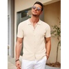 image:imageCOOFANDY Mens Knit Short Sleeve Button Down Shirt Vintage Polo Shirt Casual Summer Beach ShirtsWood Ash