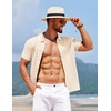 image:imageCOOFANDY Mens Knit Short Sleeve Button Down Shirt Vintage Polo Shirt Casual Summer Beach ShirtsWood Ash