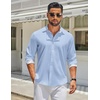 image:imageCOOFANDY Mens Long Sleeve Button Down Shirts Casual Untucked Shirt Regular Fit Dress ShirtClear Blue