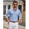 image:imageCOOFANDY Mens Long Sleeve Button Down Shirts Casual Untucked Shirt Regular Fit Dress ShirtClear Blue