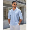 image:imageCOOFANDY Mens Long Sleeve Button Down Shirts Casual Untucked Shirt Regular Fit Dress ShirtClear Blue