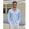 image:imageCOOFANDY Mens Long Sleeve Button Down Shirts Casual Untucked Shirt Regular Fit Dress ShirtClear Blue