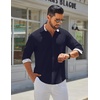image:imageCOOFANDY Mens Long Sleeve Button Down Shirts Casual Untucked Shirt Regular Fit Dress ShirtDark Blue