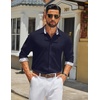 image:imageCOOFANDY Mens Long Sleeve Button Down Shirts Casual Untucked Shirt Regular Fit Dress ShirtDark Blue