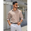 image:imageCOOFANDY Mens Long Sleeve Button Down Shirts Casual Untucked Shirt Regular Fit Dress ShirtKhaki