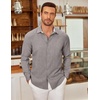 image:imageCOOFANDY Mens Long Sleeve Button Down Shirts Casual Untucked Shirt Regular Fit Dress ShirtLight Grey