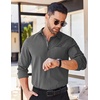 image:imageCOOFANDY Mens Long Sleeve Casual Button Down Shirts Untucked Shirts for Men Regular Fit Dress ShirtDark Grey
