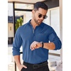 image:imageCOOFANDY Mens Long Sleeve Casual Button Down Shirts Untucked Shirts for Men Regular Fit Dress ShirtDenim Blue