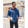 image:imageCOOFANDY Mens Long Sleeve Casual Button Down Shirts Untucked Shirts for Men Regular Fit Dress ShirtDenim Blue