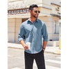 image:imageCOOFANDY Mens Long Sleeve Casual Button Down Shirts Untucked Shirts for Men Regular Fit Dress ShirtGrey Blue