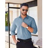 image:imageCOOFANDY Mens Long Sleeve Casual Button Down Shirts Untucked Shirts for Men Regular Fit Dress ShirtGrey Blue