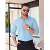 image:imageCOOFANDY Mens Long Sleeve Casual Button Down Shirts Untucked Shirts for Men Regular Fit Dress ShirtLight Blue