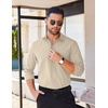 image:imageCOOFANDY Mens Long Sleeve Casual Button Down Shirts Untucked Shirts for Men Regular Fit Dress ShirtLight Khaki