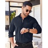 image:imageCOOFANDY Mens Long Sleeve Casual Button Down Shirts Untucked Shirts for Men Regular Fit Dress ShirtNavy Blue