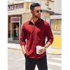 image:imageCOOFANDY Mens Long Sleeve Casual Button Down Shirts Untucked Shirts for Men Regular Fit Dress ShirtWine Red