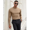 image:imageCOOFANDY Mens Mock Turtleneck Long Sleeve Shirts Slim Fit Basic TShirt Lightweight Ribbed Pullover Sweater1 Packkhaki