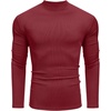 image:imageCOOFANDY Mens Mock Turtleneck Long Sleeve Shirts Slim Fit Basic TShirt Lightweight Ribbed Pullover Sweater1 Packwine Red