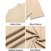 image:imageCOOFANDY Mens Mock Turtleneck Shirts Short Sleeve Casual Basic TShirts Ribbed Solid Pullover TopsBeige