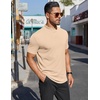 image:imageCOOFANDY Mens Mock Turtleneck Shirts Short Sleeve Casual Basic TShirts Ribbed Solid Pullover TopsBeige