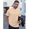 image:imageCOOFANDY Mens Mock Turtleneck Shirts Short Sleeve Casual Basic TShirts Ribbed Solid Pullover TopsBeige