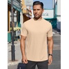 image:imageCOOFANDY Mens Mock Turtleneck Shirts Short Sleeve Casual Basic TShirts Ribbed Solid Pullover TopsBeige