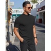 image:imageCOOFANDY Mens Mock Turtleneck Shirts Short Sleeve Casual Basic TShirts Ribbed Solid Pullover TopsBlack