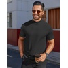 image:imageCOOFANDY Mens Mock Turtleneck Shirts Short Sleeve Casual Basic TShirts Ribbed Solid Pullover TopsBlack