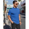 image:imageCOOFANDY Mens Mock Turtleneck Shirts Short Sleeve Casual Basic TShirts Ribbed Solid Pullover TopsBlue