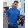 image:imageCOOFANDY Mens Mock Turtleneck Shirts Short Sleeve Casual Basic TShirts Ribbed Solid Pullover TopsBlue