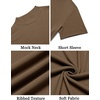 image:imageCOOFANDY Mens Mock Turtleneck Shirts Short Sleeve Casual Basic TShirts Ribbed Solid Pullover TopsBrown
