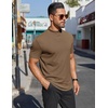 image:imageCOOFANDY Mens Mock Turtleneck Shirts Short Sleeve Casual Basic TShirts Ribbed Solid Pullover TopsBrown