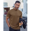 image:imageCOOFANDY Mens Mock Turtleneck Shirts Short Sleeve Casual Basic TShirts Ribbed Solid Pullover TopsBrown