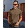image:imageCOOFANDY Mens Mock Turtleneck Shirts Short Sleeve Casual Basic TShirts Ribbed Solid Pullover TopsBrown