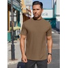 image:imageCOOFANDY Mens Mock Turtleneck Shirts Short Sleeve Casual Basic TShirts Ribbed Solid Pullover TopsBrown