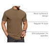 image:imageCOOFANDY Mens Mock Turtleneck Shirts Short Sleeve Casual Basic TShirts Ribbed Solid Pullover TopsBrown