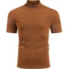 image:imageCOOFANDY Mens Mock Turtleneck Shirts Short Sleeve Casual Basic TShirts Ribbed Solid Pullover TopsCaramel