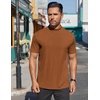 image:imageCOOFANDY Mens Mock Turtleneck Shirts Short Sleeve Casual Basic TShirts Ribbed Solid Pullover TopsCaramel