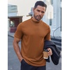 image:imageCOOFANDY Mens Mock Turtleneck Shirts Short Sleeve Casual Basic TShirts Ribbed Solid Pullover TopsCaramel