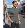 image:imageCOOFANDY Mens Mock Turtleneck Shirts Short Sleeve Casual Basic TShirts Ribbed Solid Pullover TopsDark Grey