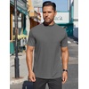 image:imageCOOFANDY Mens Mock Turtleneck Shirts Short Sleeve Casual Basic TShirts Ribbed Solid Pullover TopsDark Grey
