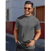 image:imageCOOFANDY Mens Mock Turtleneck Shirts Short Sleeve Casual Basic TShirts Ribbed Solid Pullover TopsDark Grey