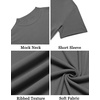 image:imageCOOFANDY Mens Mock Turtleneck Shirts Short Sleeve Casual Basic TShirts Ribbed Solid Pullover TopsDark Grey