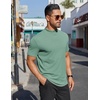 image:imageCOOFANDY Mens Mock Turtleneck Shirts Short Sleeve Casual Basic TShirts Ribbed Solid Pullover TopsGray Green