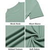 image:imageCOOFANDY Mens Mock Turtleneck Shirts Short Sleeve Casual Basic TShirts Ribbed Solid Pullover TopsGray Green