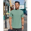 image:imageCOOFANDY Mens Mock Turtleneck Shirts Short Sleeve Casual Basic TShirts Ribbed Solid Pullover TopsGray Green