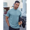 image:imageCOOFANDY Mens Mock Turtleneck Shirts Short Sleeve Casual Basic TShirts Ribbed Solid Pullover TopsGreenish Blue