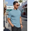 image:imageCOOFANDY Mens Mock Turtleneck Shirts Short Sleeve Casual Basic TShirts Ribbed Solid Pullover TopsGreenish Blue