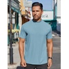 image:imageCOOFANDY Mens Mock Turtleneck Shirts Short Sleeve Casual Basic TShirts Ribbed Solid Pullover TopsGreenish Blue