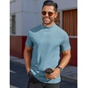 image:imageCOOFANDY Mens Mock Turtleneck Shirts Short Sleeve Casual Basic TShirts Ribbed Solid Pullover TopsGreenish Blue